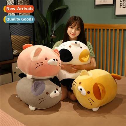 ins doughnut cat plush doll three flowers bearded cat sleep