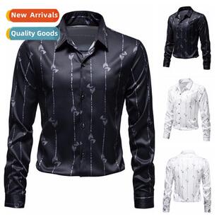 European business mens draped loose-fting lg-sleeved shirt b