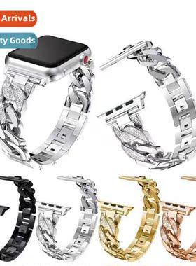 适用apple apple watch1/2/3/4/5/6/7/SE/8 new metal with diamo