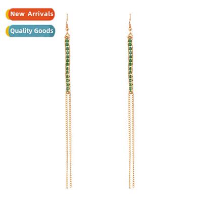 ZA exaggerated lg metal chain tassel earrings in simple crea