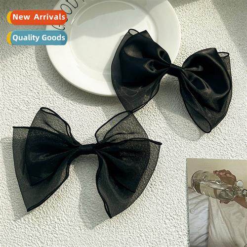 Korean black mesh bow hairpin female simple versatile temper