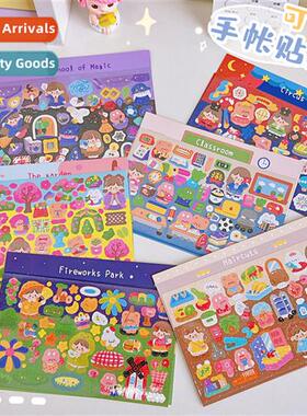 Cute carto hbook stickers girls kids bag set diary stickers