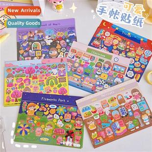 Cute carto hbook stickers girls kids bag set diary stickers