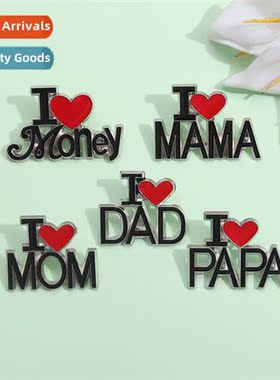 Simple English alloy brooch creative love letters love expre