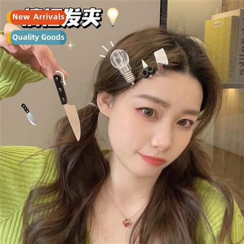 Creative quirky electric light bulb  clips female forehead b