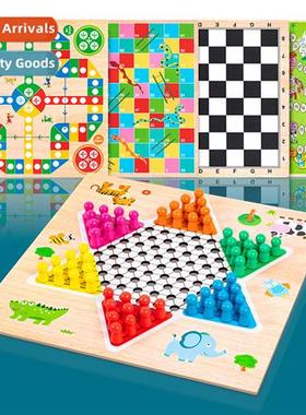 Childrens educatial flight chess checkers backgamm chess mil