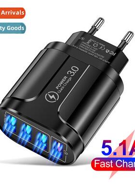 5.1A QC3.0 4USB Butterfly Fast Charger Multi-Port Cell Phe C