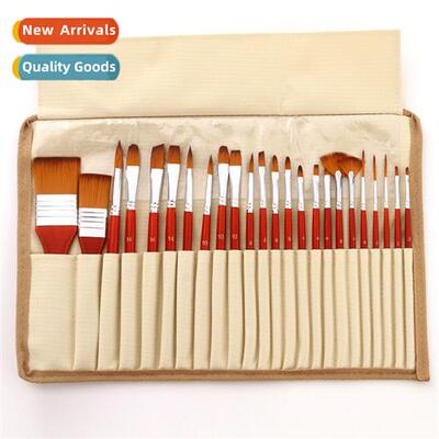 24 Pcs Gouache Brushes Set Canvas Brush Curtain Oil Brush Ny