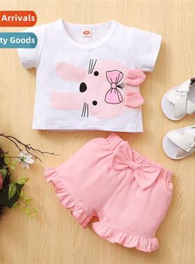 Girls spring  fall  2021 new n bunny print short-sleeved top