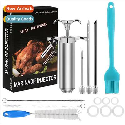 New BBQ Triple Needle Stainless Steel Seasing Turkey Injecto