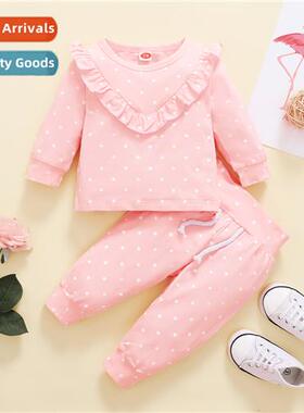 Girls spring  autumn  2021 new n solid color lg-sleeved polk