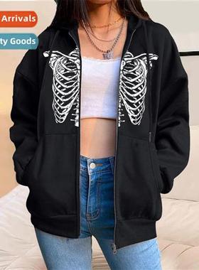 2022 Spring  Autumn new casual sweater Halloween skull print