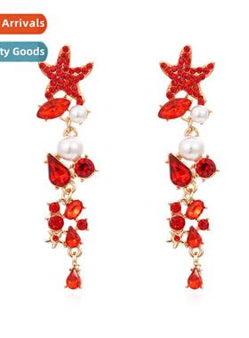 Exaggerated lg diamd starfish earrings fashi atmosphere holl