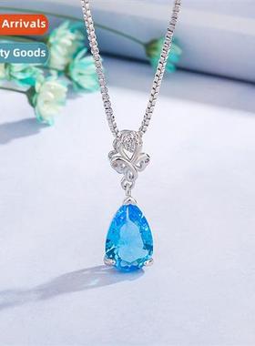 n drop-shaped blue crystal pendant female diamd zircia purpl