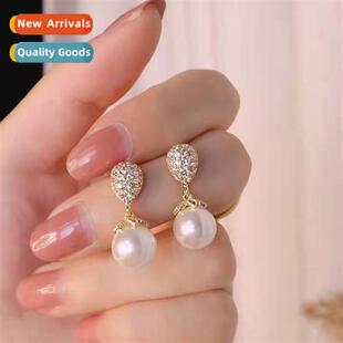 2022 new pearl earrings 925 silver needle earrings n tempera