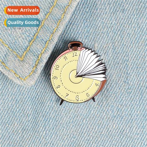 Brooch European and American carto creative alarm clock book