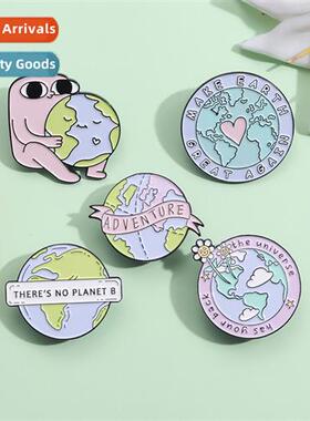 New Love  Earth alloy pin carto pink round letters envirment
