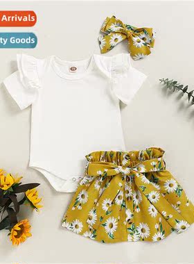 Girls spring  autumn  2020 new n solid color fly sleeve top