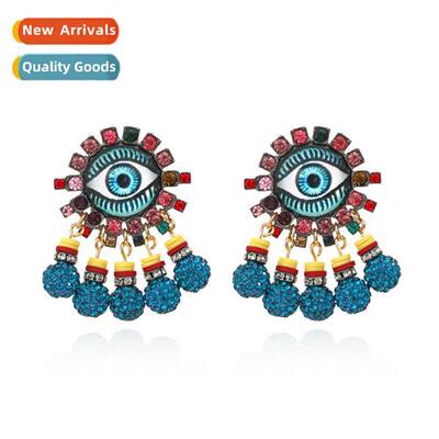 Retro persalized exaggerated earrings alloy inlaid diamd dev