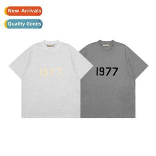 Line ESSENTIALS Neck SS22 Shor Round Repeat 1977 fog Flocked