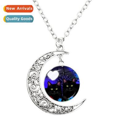 New beauty painted flower cat mo necklace dome glass dome pe