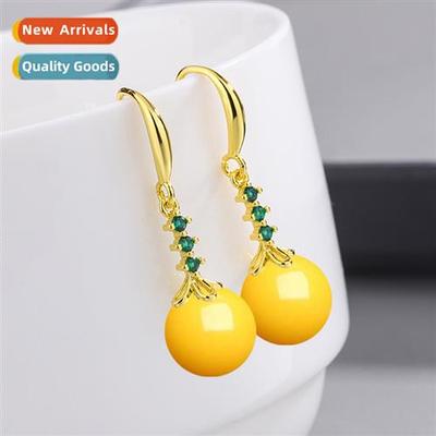 Chinese ancient style lerary retro imati beeswax earrings fe