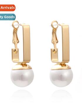 New geometric buckle earrings light luxury high-level   pear