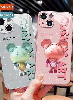 Apple 15 phe case cute tide violent bear 14pro glass 13 new