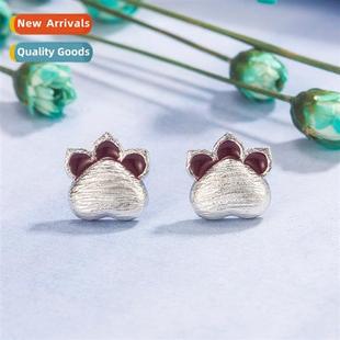 Japan  n simple persaly earrings female cute cat fashi cat c