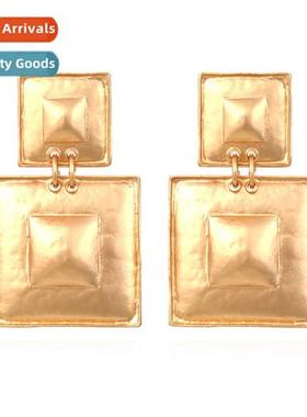 New simple alloy geometric square earrings retro fashi wild