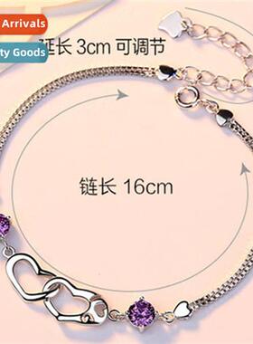 n silver-plated heart bracelet female happiness signal doubl