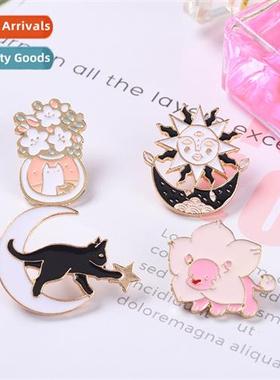 Exquise design new alloy jewelry creative carto mo cat flowe