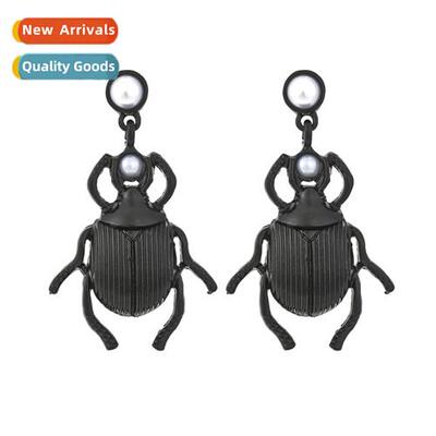 Earrings persalized creative alloy baking paint beetle earri