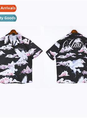 Spring  summer new am high set casual loose Pegasus print sh