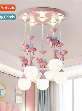 Creative bedroom glass chelier Childrens room carousel moder