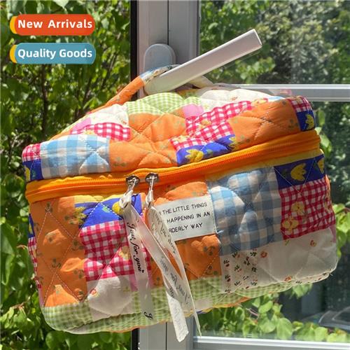 Summer orange flowers makeup bag Korean ins style students l