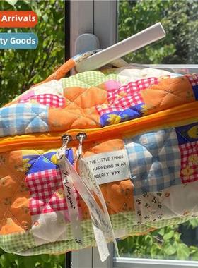 Summer orange flowers makeup bag Korean ins style students l