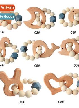 Gray Octagal Beads Animal Bracelet Baby Teething Toys Silice