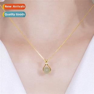 Hetian jade pendant lucky bag necklace female summer light l