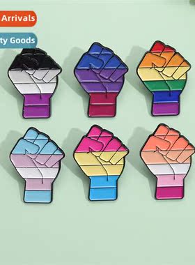New cheering gesture colorful fist metal pin fist shape allo