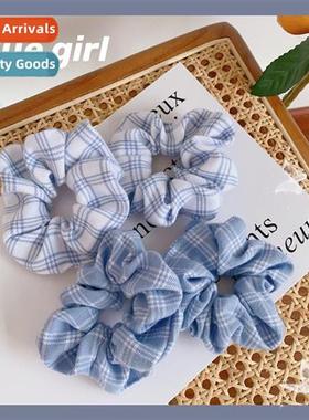 Korean ins style cute plaid fabric  b tie pytail  rope elega