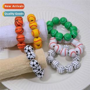 Simple sports style napkin ring football volleyball beach ba