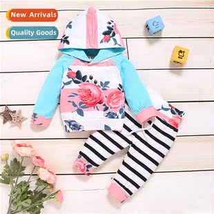 pants 2020 hooded floral fall new two Girls top spring