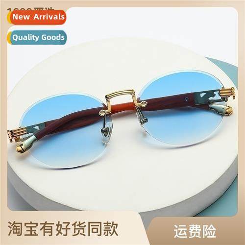 6036 round frame cut edge metal sunglasses 2023 new diamd gl