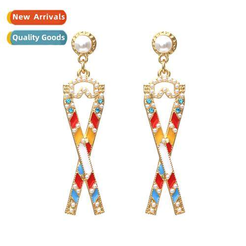 New persalized creative alloy diamd drop oil earrings temper