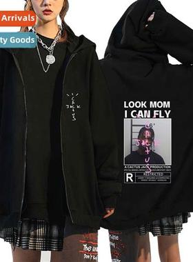 Printed Sweatshirt Padded Zipper Hoodie Top Coat