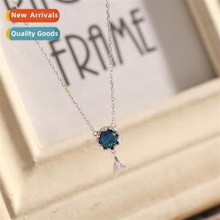 ocean female fishtail necklace crystal light Starry lux blue