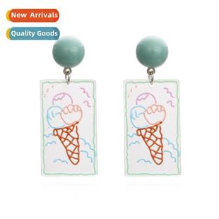 New acrylic transparent printing color earrings ice cream re