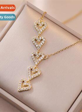 Necklace female love zircia flowers niche light luxury new