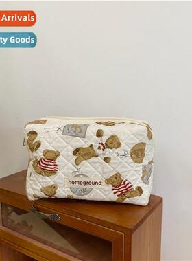 Japanese girl heart ins style bear cosmetic bag portable car